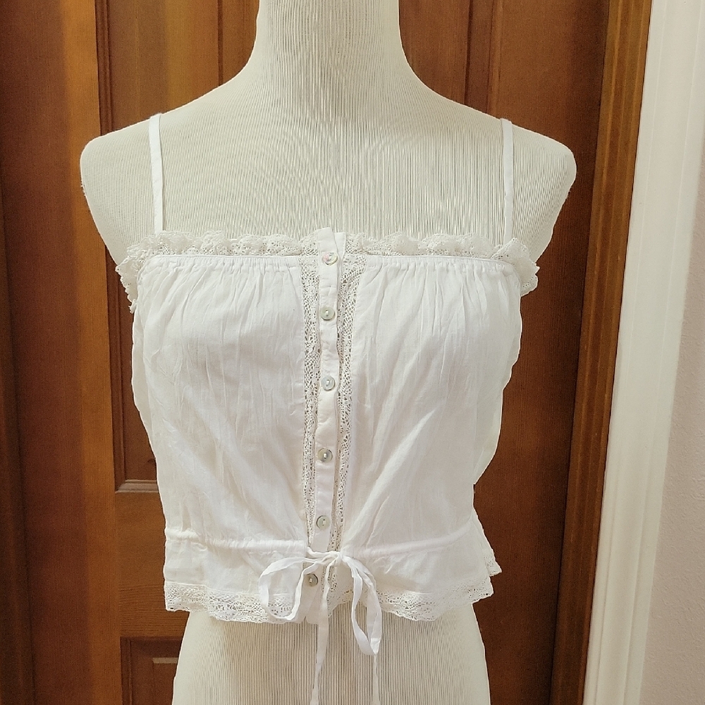 Free People White Button-Front Camisole